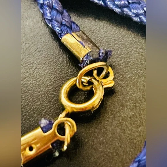 Vintage Cloisonne Butterfly Pendant Tassel Cord Necklace - Picture 4 of 7